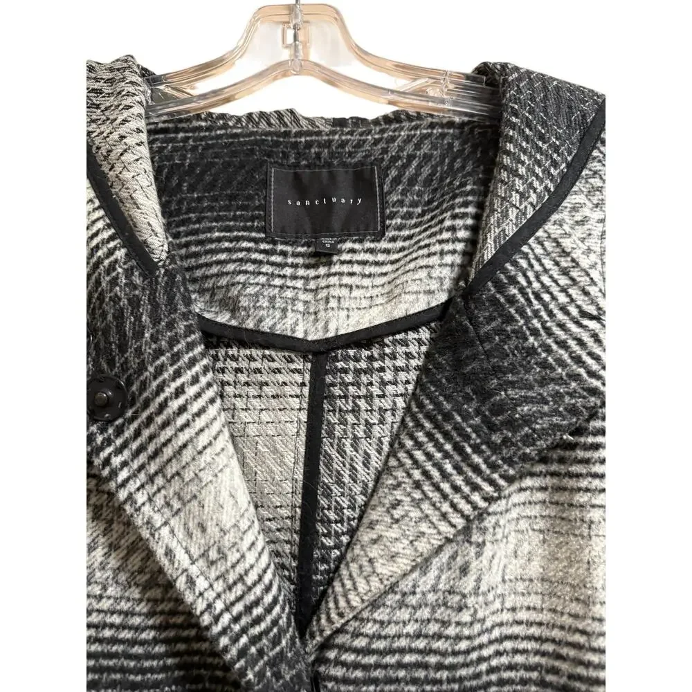 Anthropologie Black and Gray Plaid Coat - Picture 3 of 8
